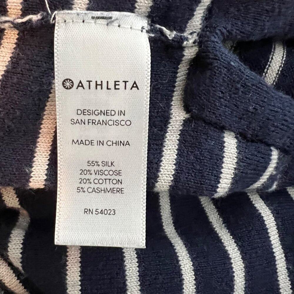 Athleta Silk Cashmere Navy White Striped Front Wide Open Cardigan Size‎ Small - Picture 6 of 6